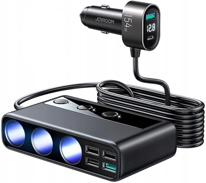Разветвитель прикуривателя JOYROOM JR-CL06 154W Car cigarette lighter adapter with 3 Sockets+6 ports (PD+QC3.0+USB*4) купить оптом купить оптом