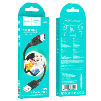 Кабель Hoco X90 Cool silicone charging data cable for Type-C - Black