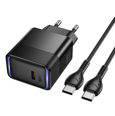 Сетевое зарядное устройство HOCO CS113A Lounge single-port PD40W charger set(Type-C to Type-C)(EU) - Black