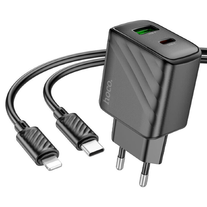 Зарядка HOCO CS23A Sunlight dual-port PD30W+QC3.0 Charger Set (Type-c to IP) Black купить оптом купить оптом
