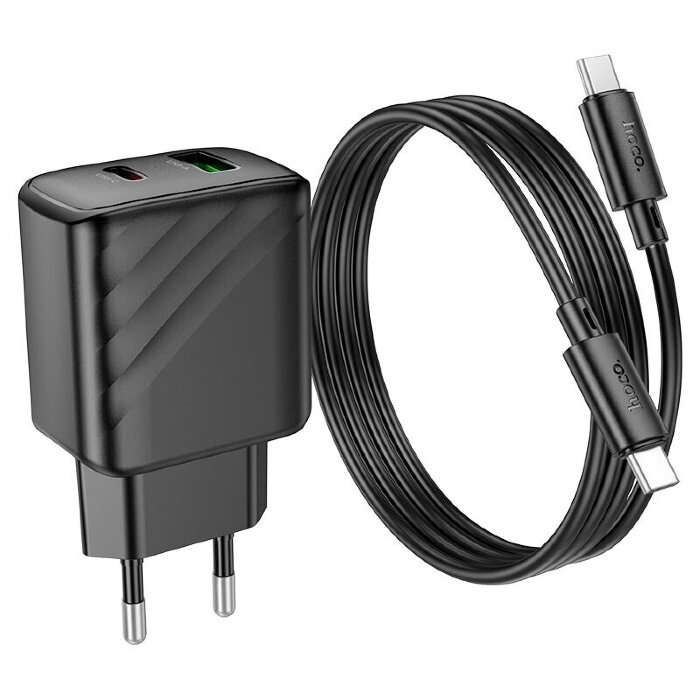 Зарядка HOCO CS23A Sunlight Dual-Port PD30W+QC3.0 Charger Set (Type-c to Type-c)(EU) Black купить оптом купить оптом