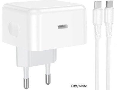 Зарядное устройство HOCO C161A Speed single port PD40W charger set(C to C)(EU) - White