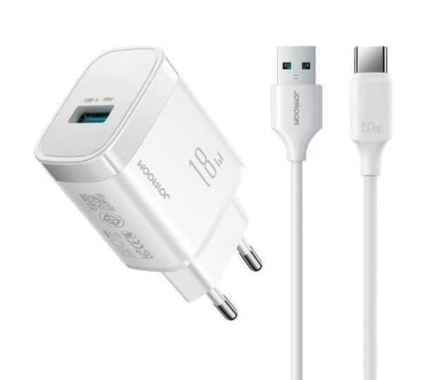 Сетевое зарядное устройство JoyRoom JR-TF4 18W Charger EU +A9 A to C 3A 1m-White купить оптом купить оптом