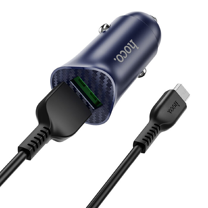 Автомобильное зарядное устройство hoco Z39 Farsighted dual port QC3.0 Car charger set (Micro) - Black купить оптом купить оптом