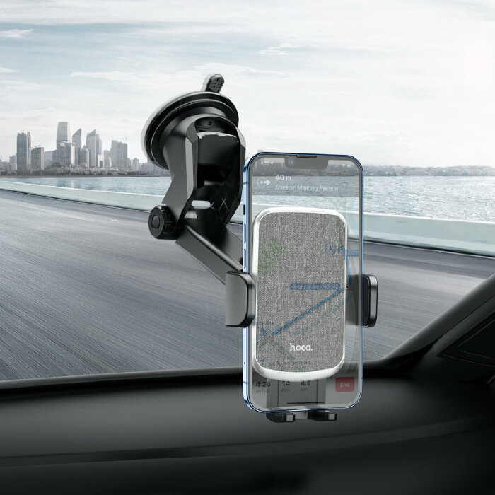 Автомобильный держатель hoco CA95 Polaris push-type telescopic suction cup car holder - Черный купить оптом купить оптом