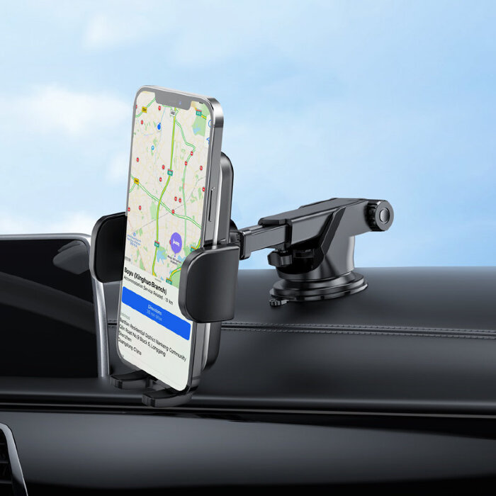 Автомобильный держатель hoco CA95 Polaris push-type telescopic suction cup car holder - Черный купить оптом купить оптом