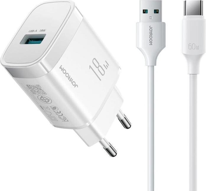 Сетевое зарядное устройство JoyRoom JR-TF4 18W Charger EU +A9 A to L 3A 1m-White купить оптом купить оптом