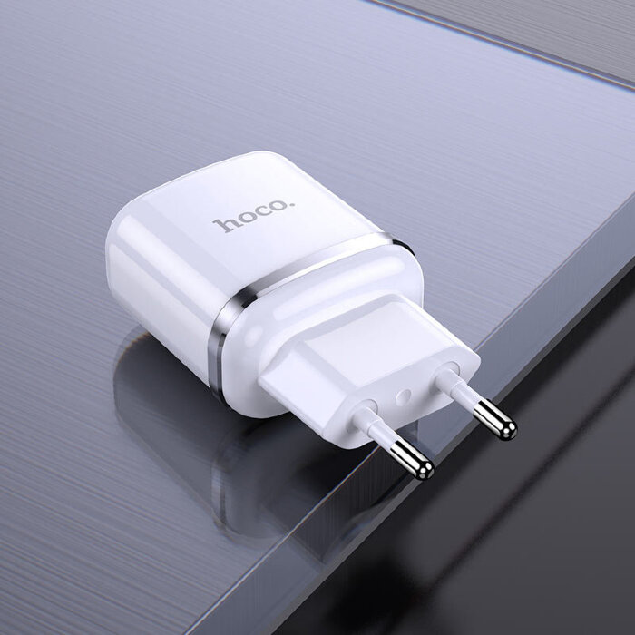 Сетевой адаптер hoco N4 Aspiring dual port charger (EU) - White купить оптом купить оптом