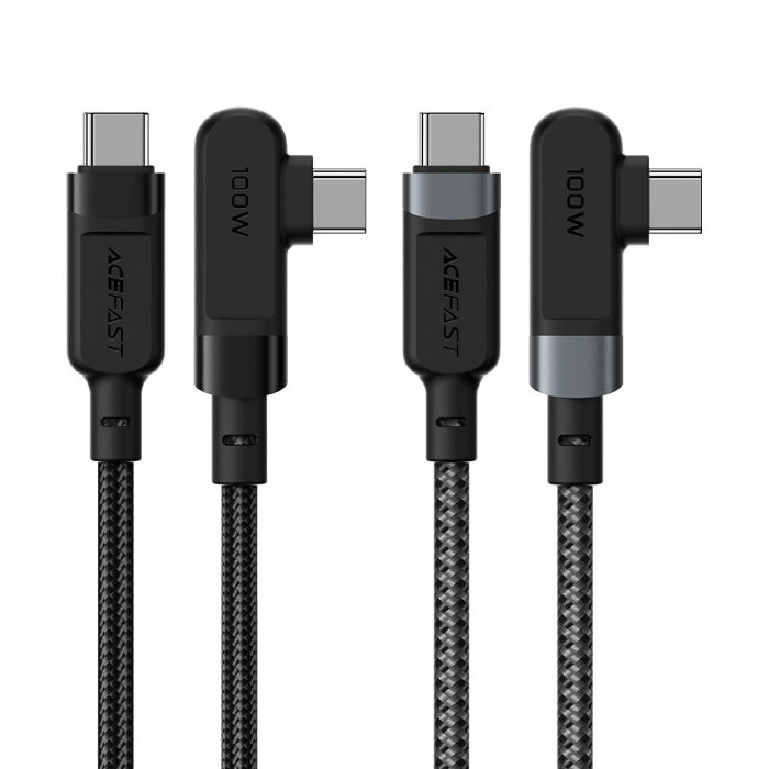 Кабель Acefast C5-03 Type-C to Type-C 100W right angled aluminum alloy charging data cable - Black купить оптом купить оптом