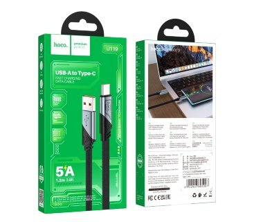 Кабель Hoco U119 5A machine charging data cable Type-c - Черный купить оптом купить оптом