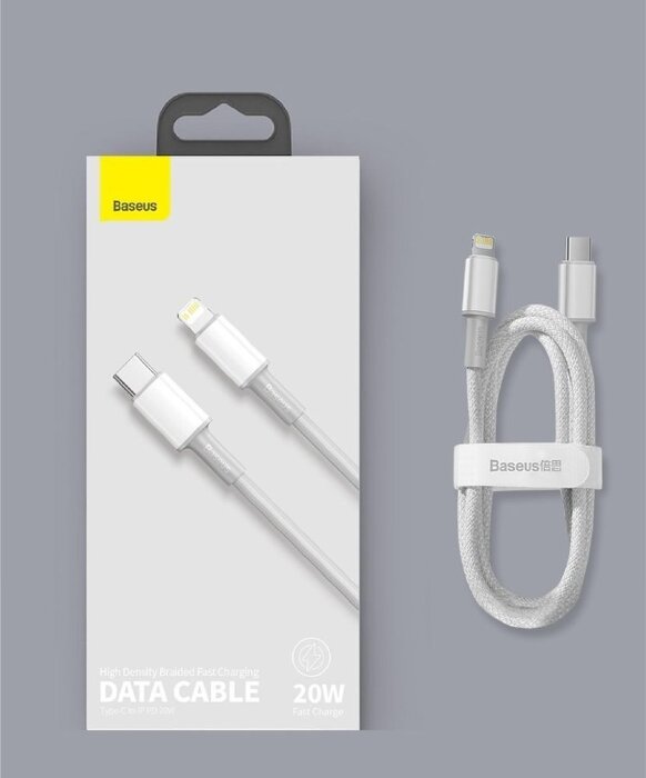 Кабель Baseus High Density Braided Fast Charging Data Cable Type-C to iP PD 20W 2m (CATLGD-A02) - White купить оптом купить оптом