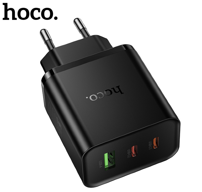 Зарядное устройство HOCO N75 Grande 66W(2C1A) Charger(EU) - Black купить оптом купить оптом