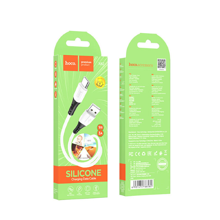 Кабель Hoco X82 Type-C silicone charging data cable - White купить оптом купить оптом