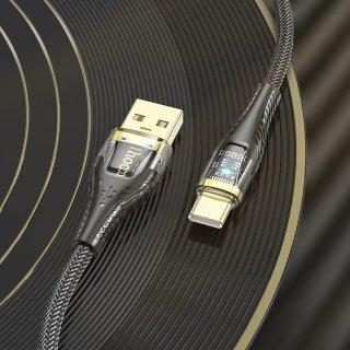 Кабель Hoco U121 Gold standard transparent discovery edition charging data cable Type-c - Черный купить оптом купить оптом