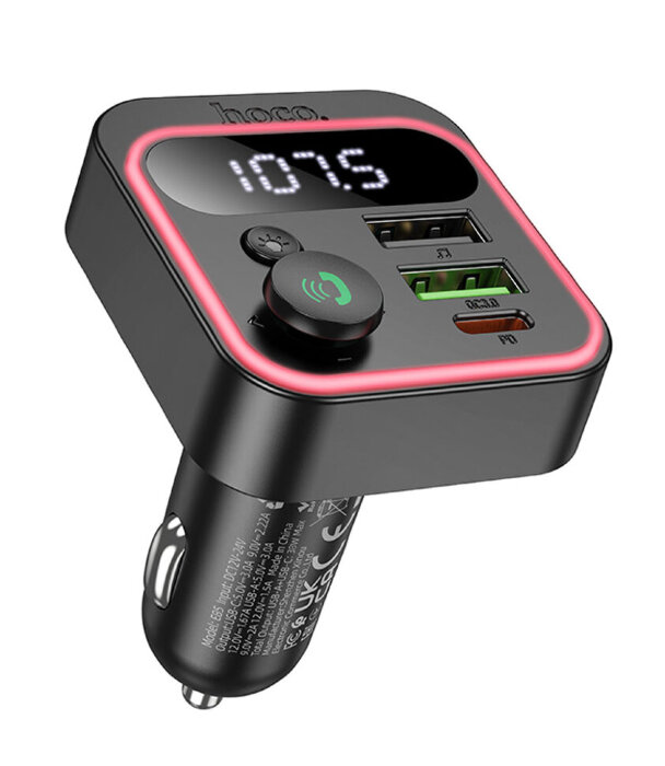 Трансмиттер HOCO E85 Tiger PD20W+QC3.0 car BT FM transmitter - Black купить оптом купить оптом