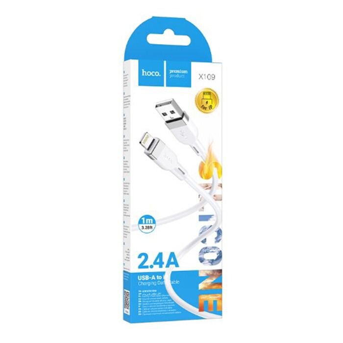 Кабель HOCO X109 Energy silicone charging data cable IP (L=1M) - White купить оптом купить оптом