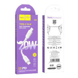 Кабель Hoco X96 hyper Type-c to lighting (PD) charging data cable iphone - White купить оптом купить оптом