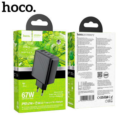 Сетевой Адаптер HOCO CS27A Supply PD67W(3C1A)charger(EU) - Black