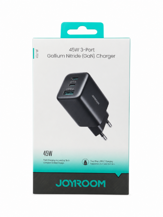 Зарядное устройство JOYROOM JR-T01 45W 3-port GaN charger-White (EU) купить оптом купить оптом