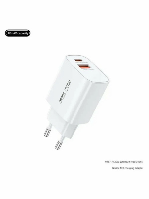 Сетевое зарядное устройство Remax GaN fast charger(U187-AC20W) EU - White