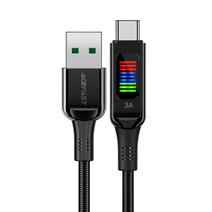 Кабель Acefast C7-04 Type-C zinc alloy charging data cable with display - Black купить оптом купить оптом