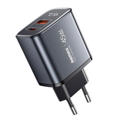 Сетевое зарядное устройство Remax GaN Digital fast charger (U2-AC45W) EU - Silver