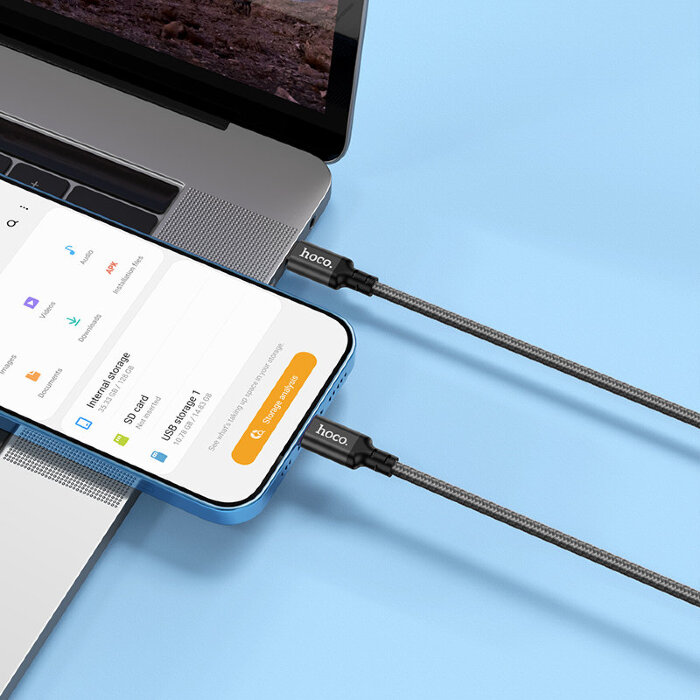 Кабель hoco X14 Double speed PD charging data cable for Lightning (L=2M) - Black купить оптом купить оптом