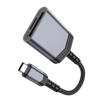 Кардридер Hoco UA25 2-in-1 card reader Type-c - Металлический серый купить оптом купить оптом
