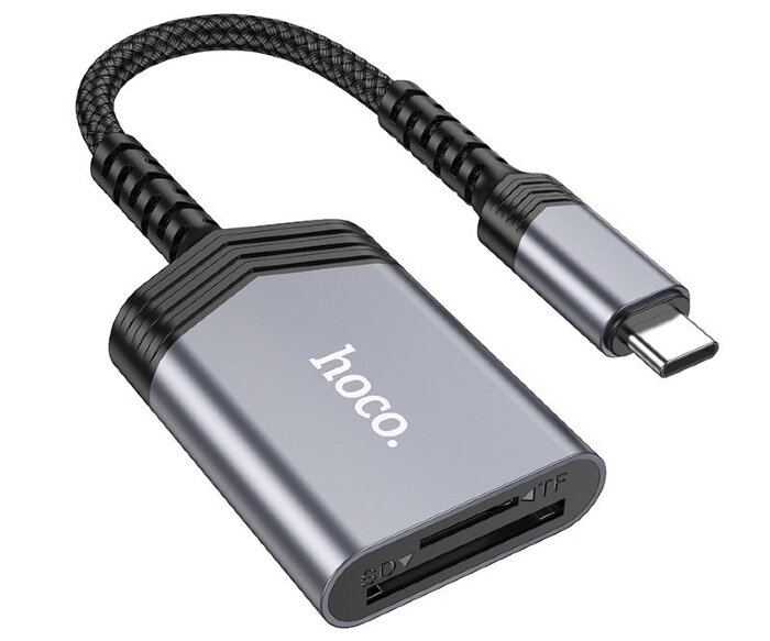 Кардридер Hoco UA25 2-in-1 card reader Type-c - Металлический серый купить оптом купить оптом