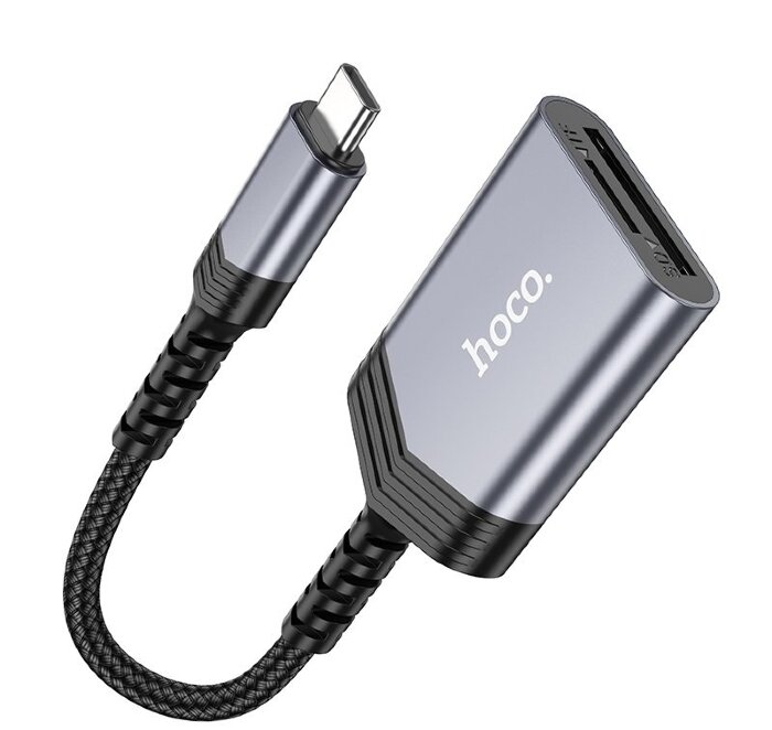 Кардридер Hoco UA25 2-in-1 card reader Type-c - Металлический серый купить оптом купить оптом