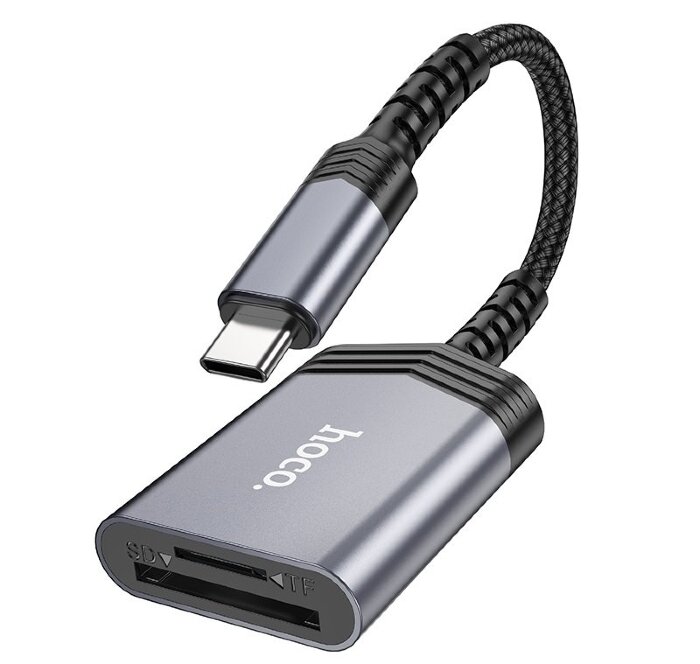 Кардридер Hoco UA25 2-in-1 card reader Type-c - Металлический серый купить оптом купить оптом