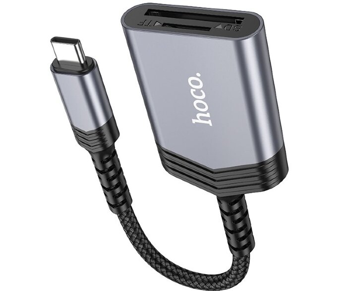 Кардридер Hoco UA25 2-in-1 card reader Type-c - Металлический серый купить оптом купить оптом