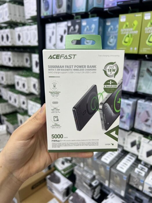 Внешний аккумулятор ACEFAST M8 PD18W Ultra-thin Magnetic Wireless Charging Power Bank 5000mAh Black купить оптом купить оптом