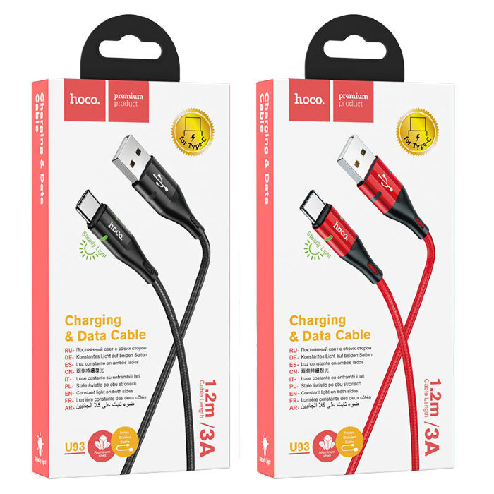 Кабель hoco U93 Shadow charging data cable for Type-C - Black купить оптом купить оптом