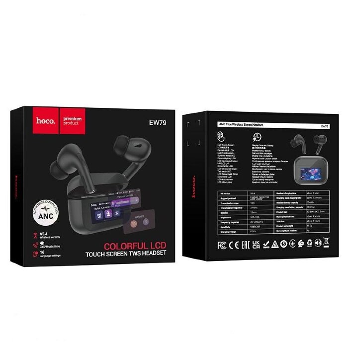 Беспроводные Наушники HOCO EW79 Bright true wireless ANC touch screen BT headset Black купить оптом купить оптом