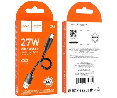Кабель Hoco X96 Hyper 27W charging data cable Type-c (L=0.25m) - Черный купить оптом купить оптом