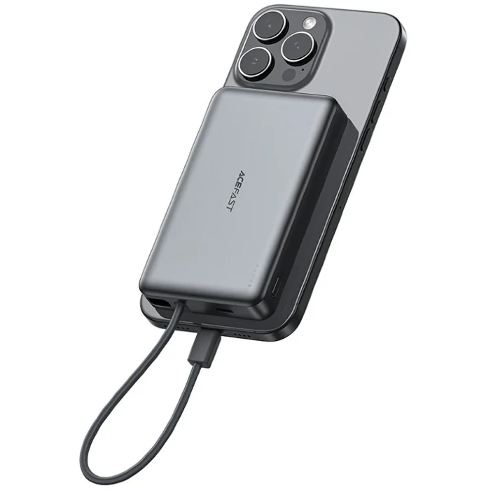 Внешний Аккумулятор ACEFAST M18 PD20W/22.5W magnetic fast charging power bank with built-in cable 10000mAh Black купить оптом купить оптом