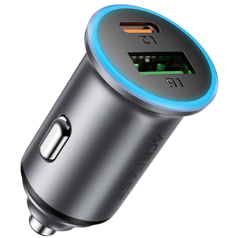 Автомобильное ЗУ ACEFAST B15 65W (USB-A+USB-C) dual port metal car charger Metal gray купить оптом купить оптом