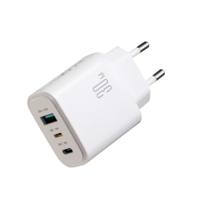 Сетевое зарядное устройство JOYROOM JR-TG6 30W 3-Port GaN Charger (EU) - White