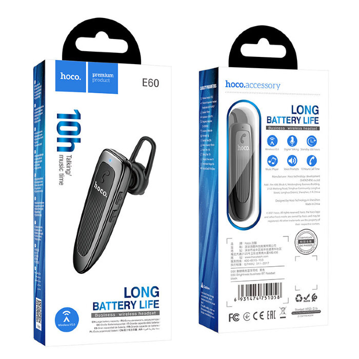 Гарнитура hoco E60 Brightness business BT headset - Black купить оптом купить оптом