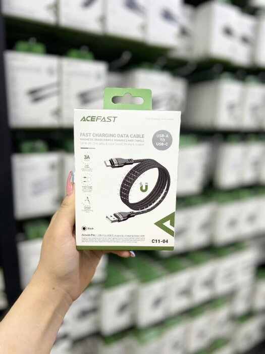 Кабель ACEFAST C11-04 USB-A to USB-C Magnetic Charging Data Cable - Black купить оптом купить оптом