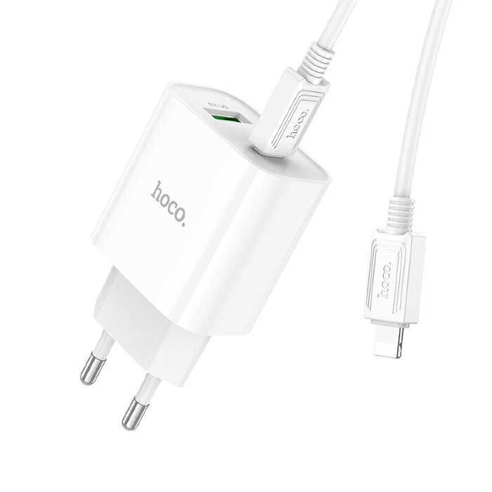Зарядка Hoco C80A Plus Rapido PD20W+QC3.0 charger set(C to iP)(EU) - White купить оптом купить оптом