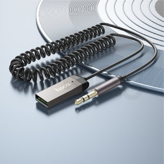 Автомобильное ЗУ Hoco E78 benefit car AUX BT receiver with cable metal - Серый купить оптом купить оптом