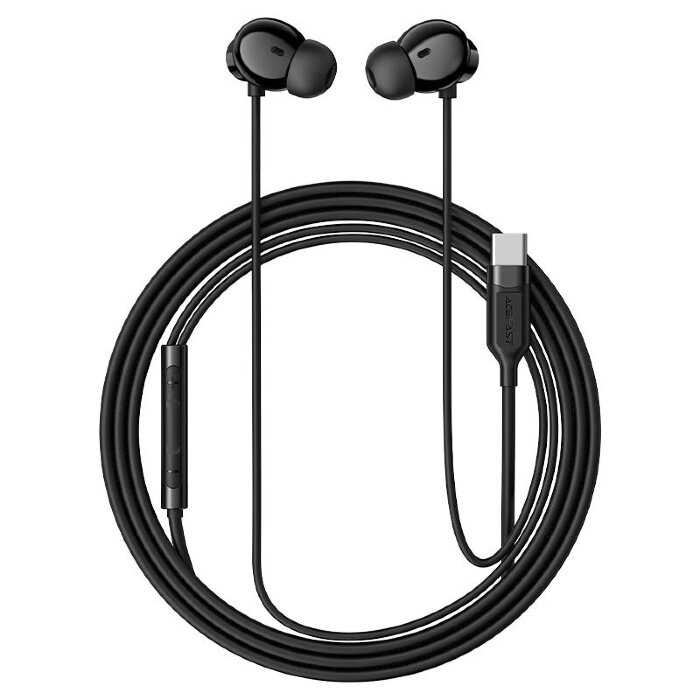 Проводные наушники ACEFAST L10 USB-C in-ear silicone wired earphones with mic Black купить оптом купить оптом