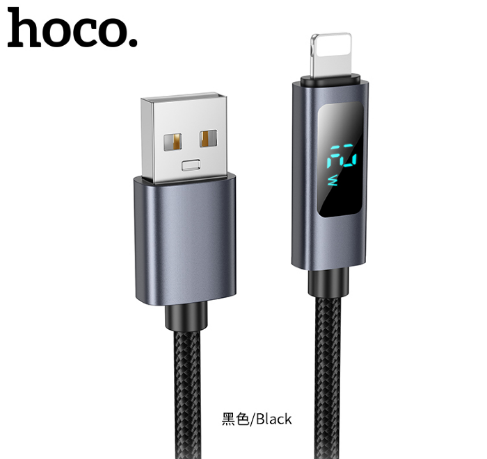 Кабель HOCO X112 Favor charging data cable with display For IP Black купить оптом купить оптом