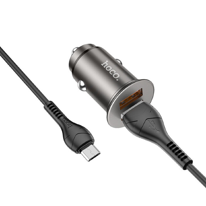 Автомобильное ЗУ Hoco NZ1 Developer 36W dual port QC3.0 car charger set(Micro) - Metal gray купить оптом купить оптом