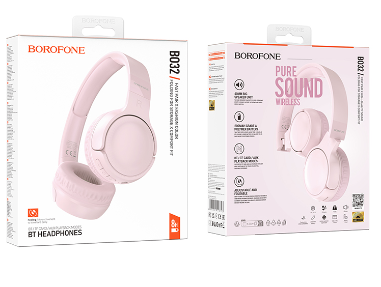 Наушники BOROFONE BO32 Show BT headphones Pink оптом на прямую от ...