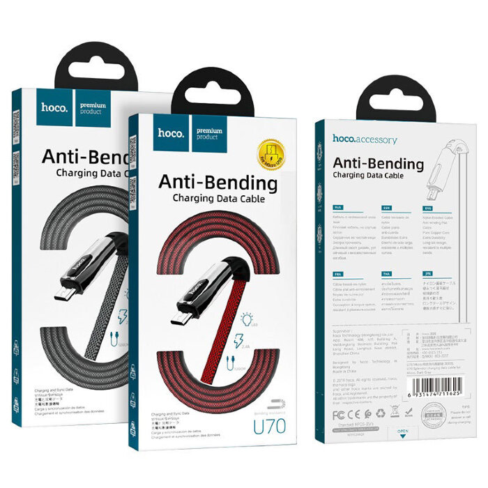 Кабель hoco U70 Splendor charging data cable for Micro - Red купить оптом купить оптом