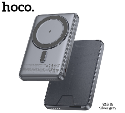 Внешний Аккумулятор HOCO Q46 Title PD20W magnetic power bank+card holder+phone holder(5000mAh) Silver gray