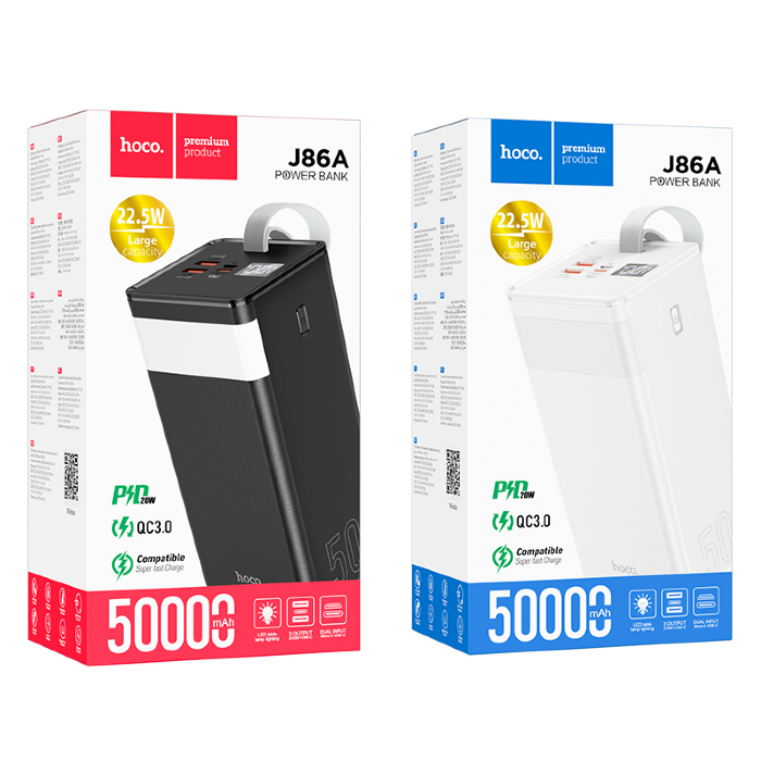 Power Bank hoco J86A 50000mAh Full LED (PD,QC,FCP/SCP,AFC,VOOC,DASH) - Black купить оптом купить оптом